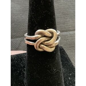 Vintage 925 Sterling Silver Double Love Knot Ring Size 6 Estate Jewelry